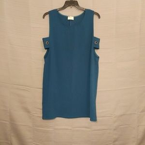 Everly Anthro teal blue shift dress sz Large